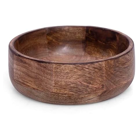 The Great Indian Bazaar Beautiful Handmade 6 x 2 Decorative Mango Wood Snack Serving Bowl For Dry Fruits Chips Coffee Table Countertop Display Key Bowl Tableware Kitchen Cover