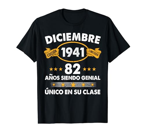 82 Años Cumpleaños Regalo Diciembre 1941 Diciembre 82 Años Camiseta