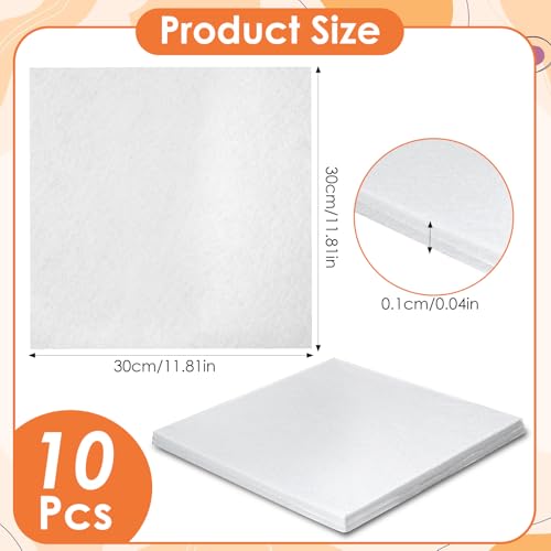 10 Pcs12 x 12" White Felt Sheets Felt Fabric Sheets for Crafts 1mm Thick Squares Felts Paper for DIY Sewing Craft Non-Woven Felts Fabric(White) - Image 2