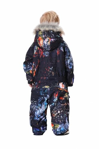 Bluemagic Kid's Girl Boy One Piece Snowsuits Ski Suits Waterproof Overalls Jackets Snowboarding (125cm,Graffiti Wall) - Thumbnail 4