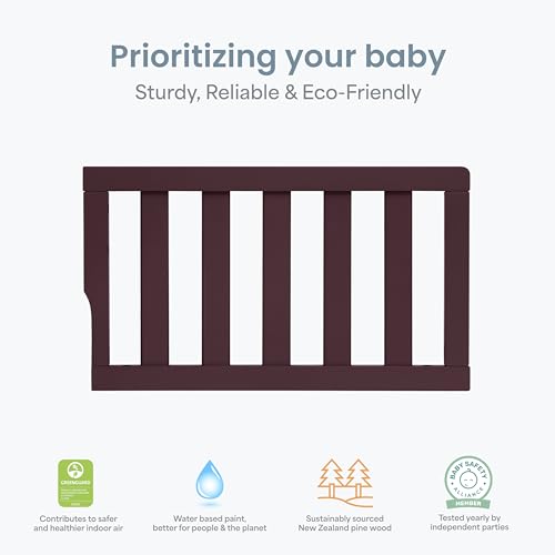 Image of Dream On Me Toddler Guard Rail for Convertible Crib, Solid Wood Bed Rail for Toddler Bed Conversion, Auburn