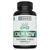 Zhou CALM NOW Soothing Stress Support | Keep Busy Minds Relaxed, Focused & Positive | Supports Serotonin Increase | 60 VegCaps
