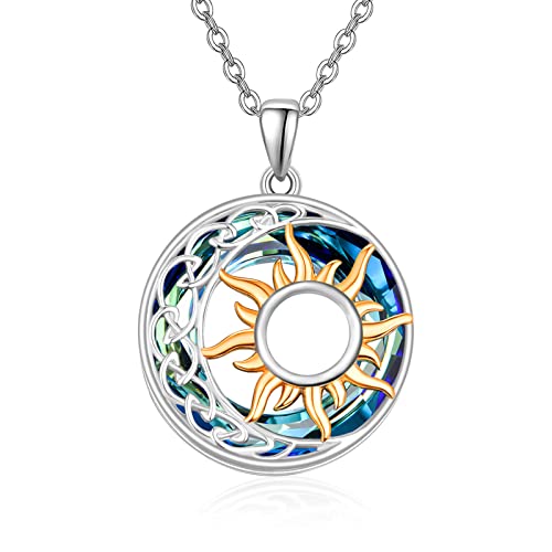 Dreamboat Sterling Silver Sun Moon Necklace for Women Crescent Moon Sun Necklace Celestial Jewelry Gifts