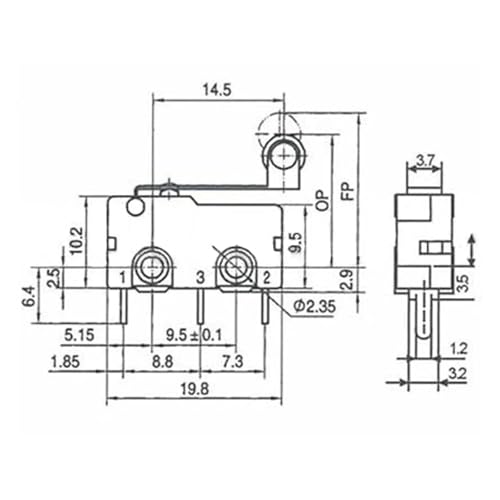 Micro limit switch roller lever arm avec action instantanée SPDT lot de 10