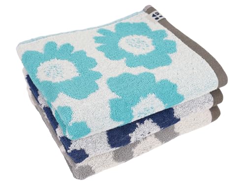 Kosugizen Onnela pieni (オンネラピエニ）フェイスタオル 3枚 クッカ ３色（BL・NV・GY） 34×80㎝ リバーシブル 中厚タイプ AMON-3001-3