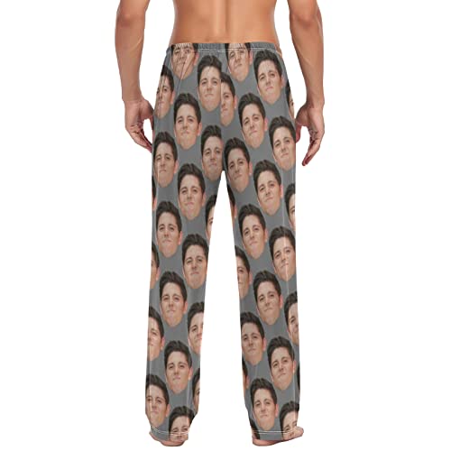 CHIFIGNO Personalized Funny Head Photo Face Men’s Pajama Pants Set with Matching Socks2