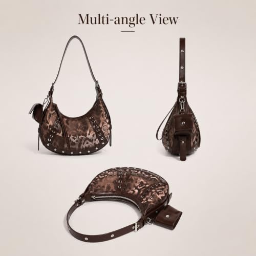 Image of Shoulder Purse for Women, Leather Women's Handbag Y2k Aesthetic Coquette Shoulder Bag Hobo Punk Trendy Ladies Purse