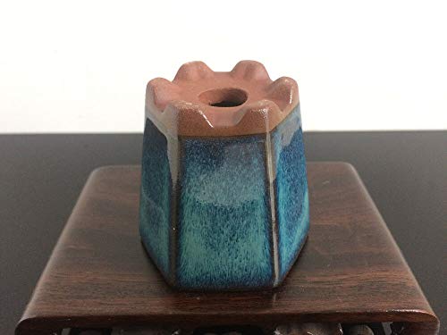 Semi-cascade émaillé bleu pot à bonsaï miniature pour petits cactus - 4