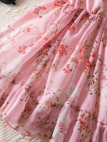 Image of Buy & Try by Dharmikaay Georgette Girl's Floral Printed Frock Dress for Girls Short Frock Baby Princess Western Dresses| Stylish Fancy Kids Clothing for Festival, Fashion