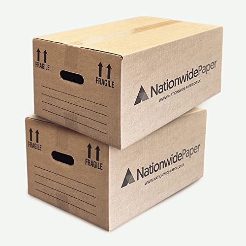 Nationwide Paper Pack of 5 Large Heavy Duty Strong Box, Single Wall Packing Boxes Perfect for Storage, Shipping and Moving House 47x31.5x25cm