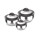 Milton 3 pcs Casseroles Set with LID and Stainless Steel - 600/1500/2000 ml 3 pcs Thermo Hot-Pot Ins