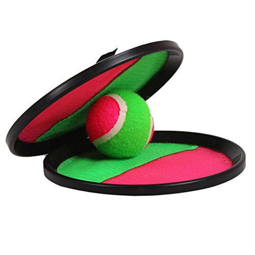 OFKPO Klettballspiel für Kinder, Klettball Strandspielzeug mit 2 Schläger, 1 Bälle und 1 Aufbewahrungstasche, Paddle Catch Ball Set für Party Garten Innen und Außen (Rosa+Schwarz)