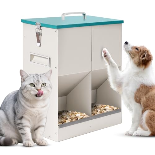 MUALROUS Distributore automatico per gatti da 10 l, 2 gatti, Dual Gravity, per esterni, doppio dispenser automatico per animali domestici, per cani