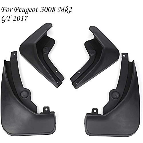 HUAQIEMI 4Pcs Avant Arrière Garde-Boue Bavettes, pour Peugeot 3008 Mk2 GT 2017 2018 2019 Car Splash Guard Fender Mud Flaps, Protection Plastique Kit Styling Accessories Cover