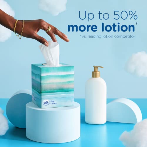 Image of Puffs Plus Lotion Facial Tissue, 1 Cube Box, 48 Tissues Per Box (Pack of 2)