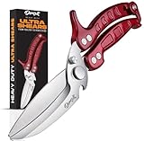 Poultry Shears Heavy Duty Professional, Turkey Shears for Chicken & Bone Cutting, Meat Cutting Scissors, Spring-Loaded Multi-purpose Kitchen Scissors, Dishwasher Safe, Non-Slip Handle – Silver