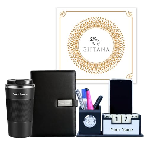 Image of Giftana 3 in 1 Personalized Diary, 510ml Tumbler & Desk Organizer Gift Set