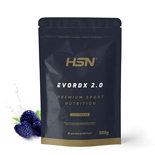 HSN Pre Entreno Evordx 2.0 (300mg de Cafeína) | Frambuesa Azul 500g | Pre Workout 100% Vegano Sin Carbohidratos Sin Gluten | BCAAs, Creatina, L-citrulina, Arginina AKG, Extracto de Remolacha