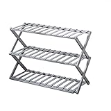 ZYFA Banco Zapatero de Plegable de bambú,Estante de Almacenamiento Estantería para Macetas Soporte de Madera para Plantas Flores para Jardín Exterior Interior