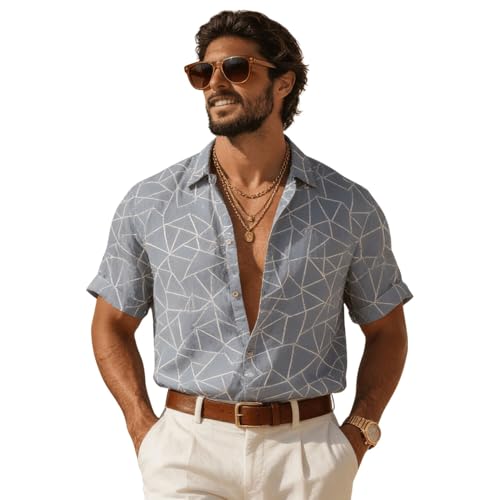 Image of Lymio Men Shirt || Men Embroidery Design Shirt || Half Slevee Shirt Men || Cotton Shirt (Available Also Packs) (Embro-Zigzag)
