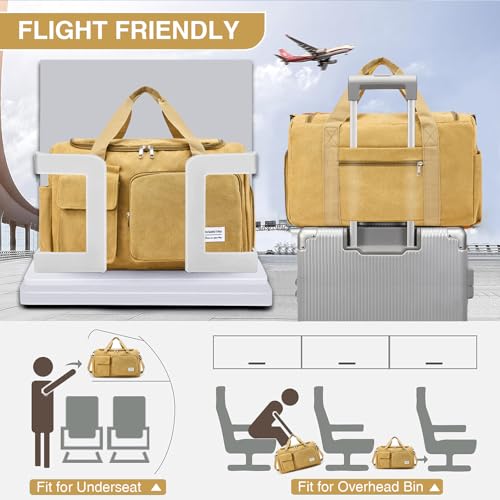 Image of Small Gym Bag for Women, Travel Duffle Bag Carry On Weekender Bag with Shoe Compartment