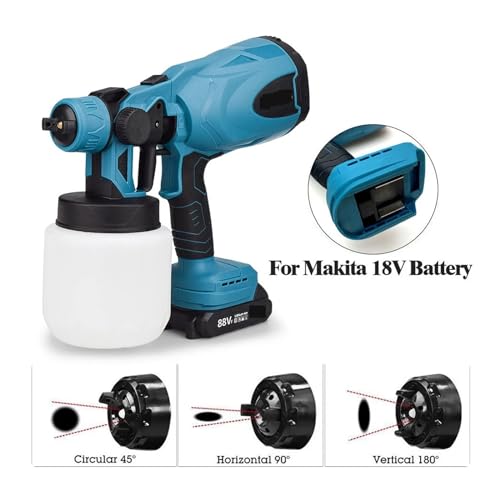 TRDEWR 800ML Cordless Electric Spray Gun Portable Paint Sprayer Auto Furniture Steel Coating Airbrush Compatible For 18V Battery Blowing Cleaning Functions(1 Battery Blue) - Image 5