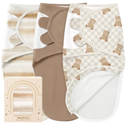 Image of Yoofoss Baby Swaddles for Newborns 100% Organic Cotton, Adjustable Swaddle 0-3 Months 2 Zippers Newborn Swaddle Sack, Breathable Soft Durable