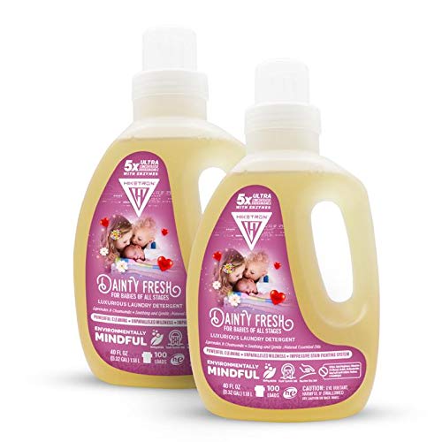 Hiketron Dainty Fresh For Babies Liquid Laundry Detergent, 5x Ultra Concentrated, Tough Stains Remover, Long Lasting Scent (80 Fl Oz, Pack of 2)