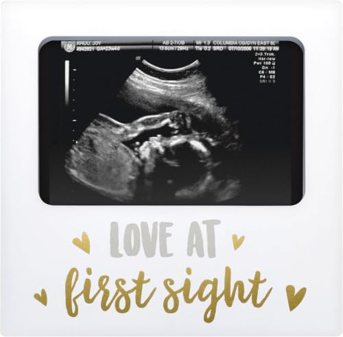 Image of Love at First SightSonogram PictureFrame,Gender Neutral Ultrasound Keepsake,Ideal Pregnancy Gift,Baby Shower and NurseryDecor,4 inch x6 inch PhotoInsert,Gold,Silver And White, One Size(Pack of 12)