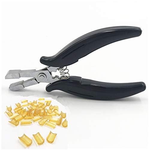 SwingBeauty Hair Extension Pliers Flat Shaped Fusion Glue Bond Remover Tool with 50PCS U Tip Glue Italian Fusion Keratin (Wtih Yellow Glue Sticks)