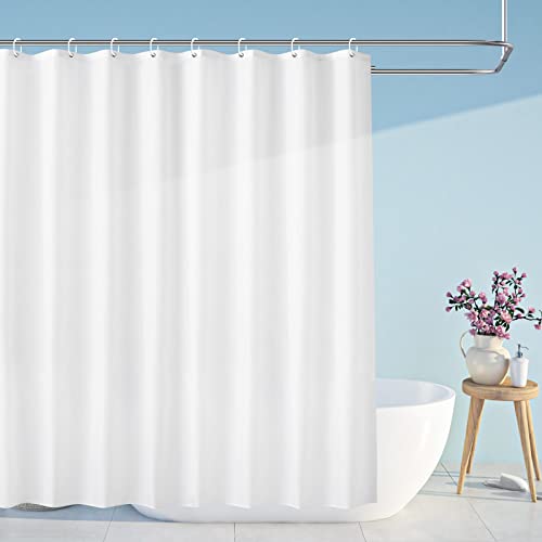 Carttiya Shower Curtain Mould, Fabric White Shower Curtains, Mildew Resistant & Waterproof & Washable,with Rustproof Hooks and Weighted Hem, for Bath Tub and Shower Stall, 240 x 200 cm(94 x 78 Inch)