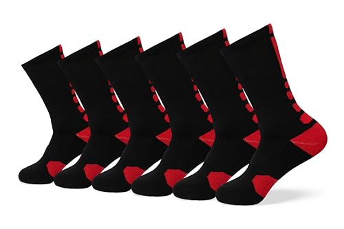 VNG Cushioned Athletic Crew Socks for Men Sizes 9-12, Light Compression Secure Fit Moisture-Wicking Sports Performance, 85% Cotton