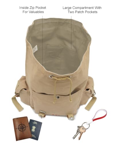 Image of The House of tara Canvas Backpack for Men and Women 23L | Casual Cotton Bag With 100% Cotton Inner Lining, 4 External & 3 Internal Pockets | Backpacks Suitable for College, Travel & Hiking (Beige)