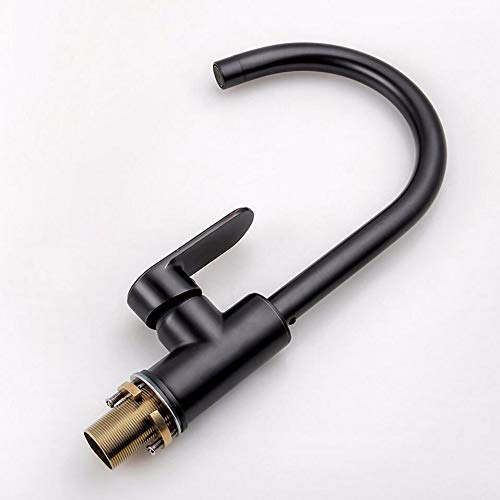Robinet de cuisine noir rétro mitigeur rotatif évier eau chaude et froide - 5