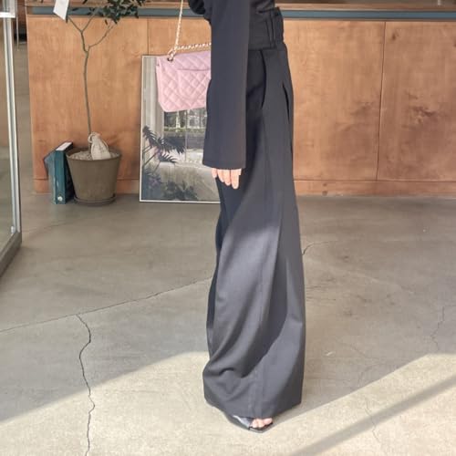 Women's High Waisted Wide Leg Pants Loose Fit Long Trousers Zipper Fly Business Pants Pockets Palazzo Suit Pants4