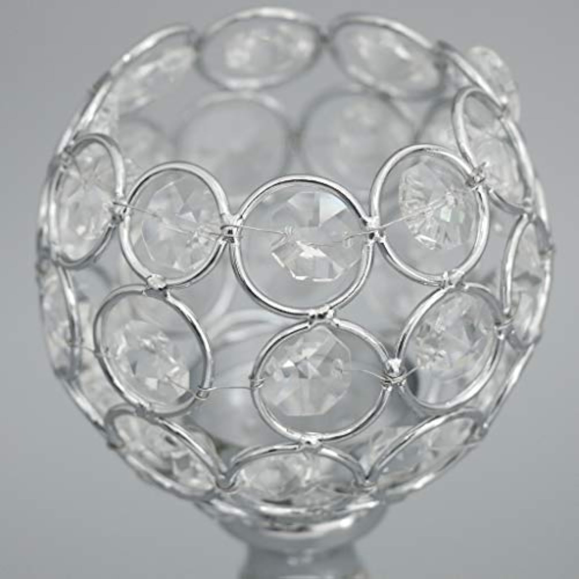 Mosaic Crystal Tea Light Candle Holder, Silver