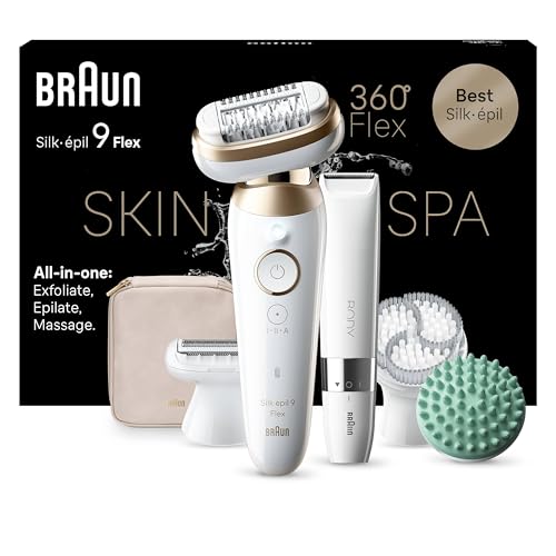 Braun Silk-épil 9 Flex SkinSpa Epilatore Elettrico Donna Con Testina Flessibile A 360° Per Una...