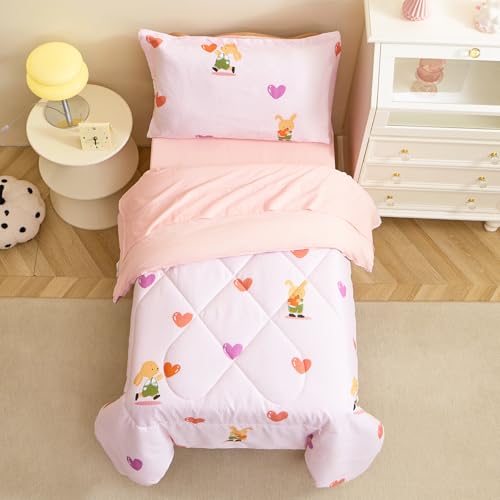 Image of Caressma Pink Toddler Bedding Set Girls Seersucker Kids Comforter Set