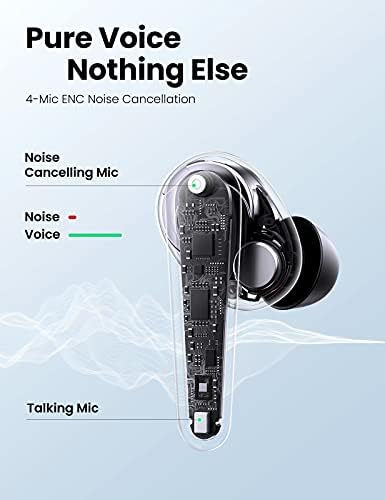 UGREEN HiTune T1 Wireless Earbuds, Wireless headphones with 4 Mic ENC Noise Reduction, Bluetooth Earphones Hifi Stereo, 24Hour Playtime, SuperBass Mode, Bluetooth Earbuds for Phone Tablet PC (Black)