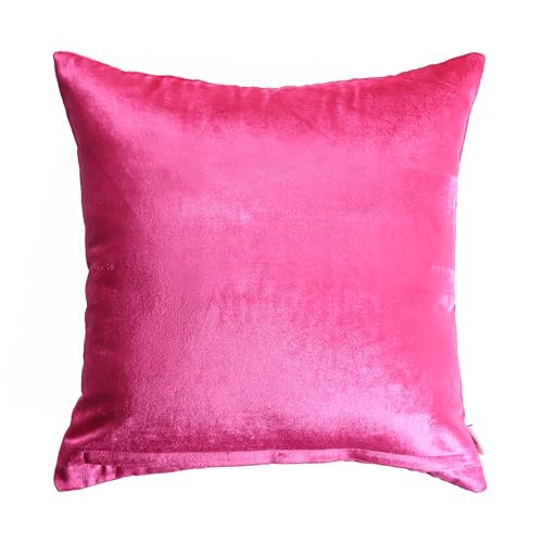 Image of Home - The Best is for You Luxurious Pink Velvet Cushion Covers Embroidered - Set of 2, 16x16 Inch