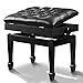 DRSM Schwarze Klavierbank mit gepolstertem Kissen und Notenaufbewahrung aus Holz, Verstellbarer Klavierhocker, einzelne Person, Keyboardbänke für den Heimgebrauch