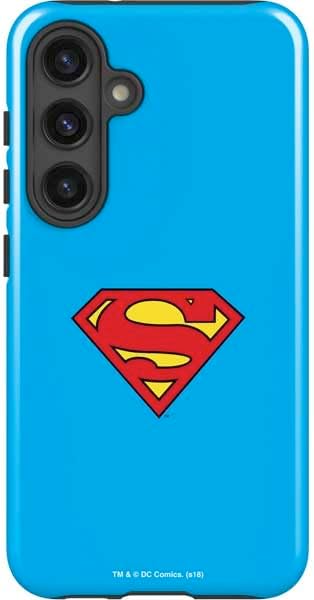 Skinit Impact Phone Case Compatible with Galaxy S24 - Officially Licensed DC Comics Superman Logo Background Pattern Design