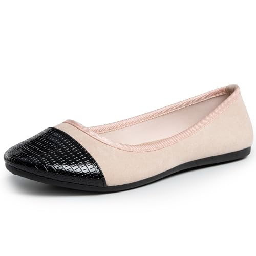 Alpine Swiss Kelly Women’s Ballet Flats | Comfortable Dress or Casual Shoes | Two Tone Cap Toe Slip On Flats | Anti-Slip Sole