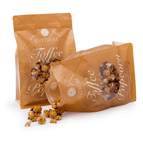 Enstrom Toffee Popcorn 16oz (pack of 2) | Handcrafted with Cashews, Almonds and Pecans | Gluten Free | Kosher Dairy | All Natural | Resealable Bag Cover