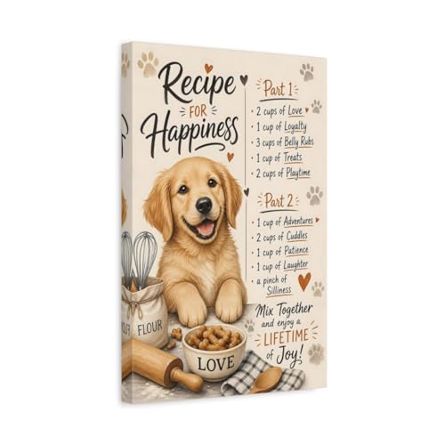 Décoration murale chambre enfant avec impression sur toile animaux chiot golden retriever