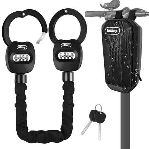 Ulikey Zahlen E Scooter Schloss, 95cm Handschellenschloss mit Zahlencode, Reset-Code-Schlüssel Fahrradschloss Ebike Hohe...