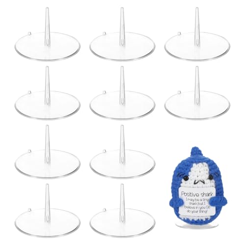 Image of 10 Pcs Crochet Doll Stand, Acrylic Display Base for Emotional Support Pickle, Knitted Doll Holder, Toy Showcase Holder, Home Collectible Display (Round)