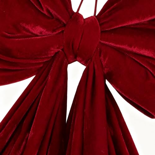 Lazos de terciopelo rojo de estilo vintage para adornos de navidad elegantes en el porche 7
