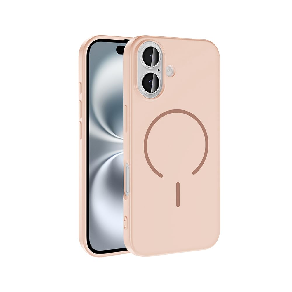 Zore Apple ile uyumlu iPhone 16 Kılıf M-safe Şarj Özellikli Zore Meta Kapak Rose Pembe