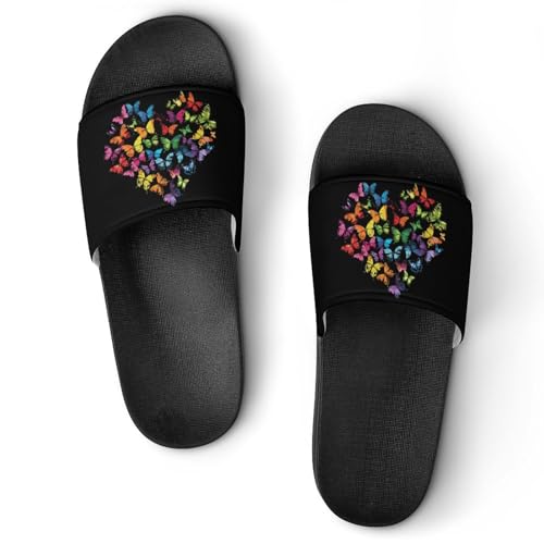 Colorful Cute Butterfly Heart House Sandals Non-Slip Bathroom Slippers Beach Summer Shoes for Men Women